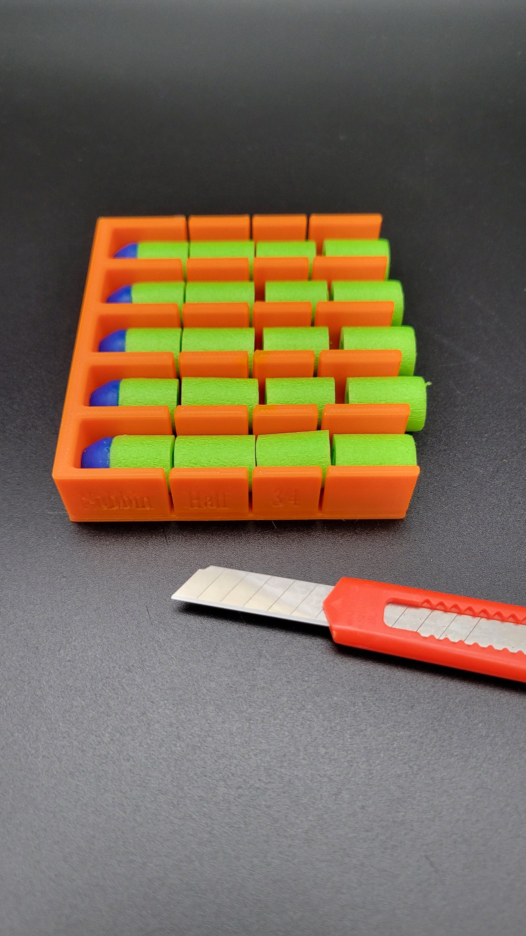 5 Shot Dart Cutter Kit- 3x Lengths: 20mm, 38mm, 54mm Guide, Short Half Stefan Round w/ Cutting Tool For Nerf Elite, Dart Zone, AF Size Darts