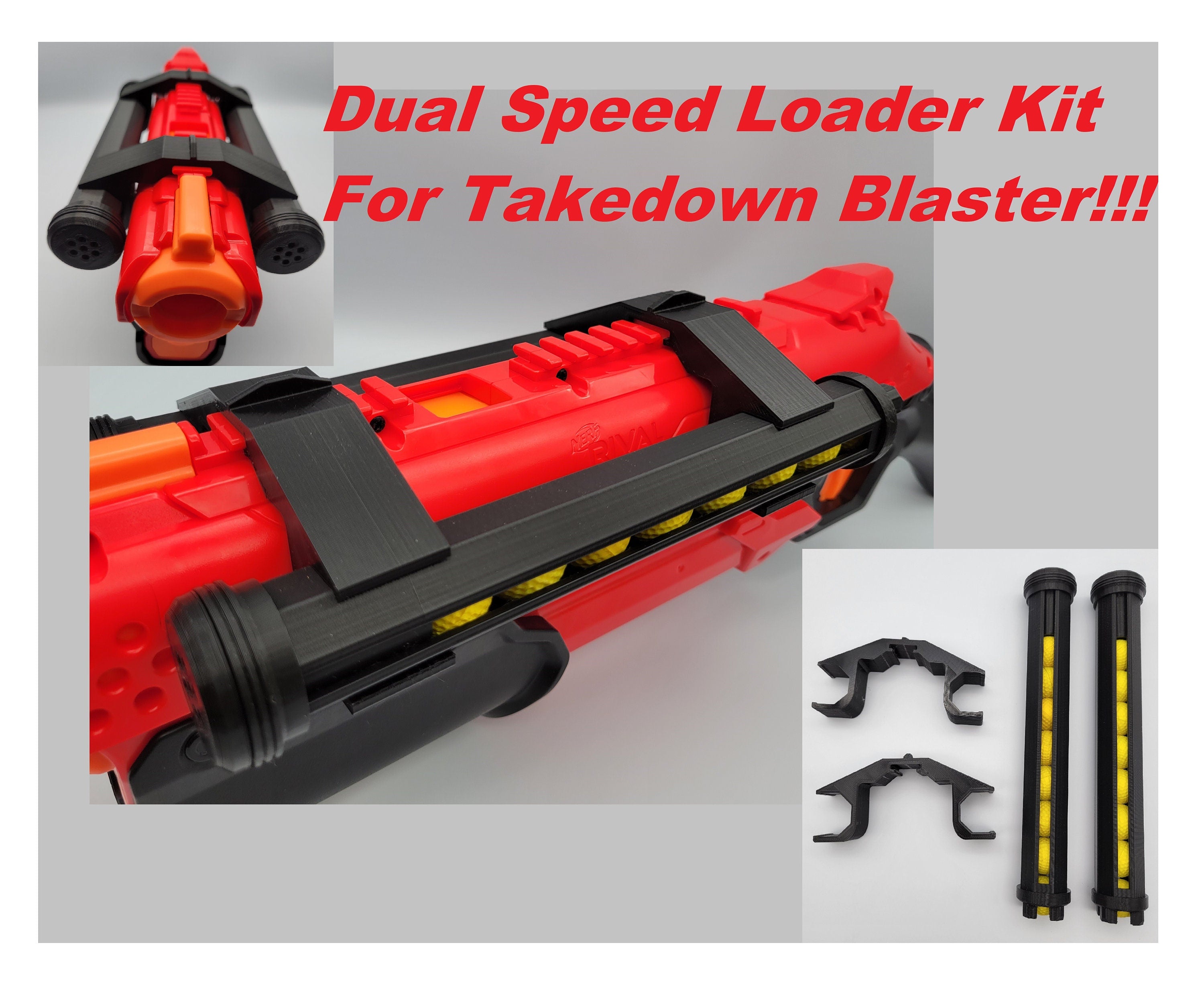 Dual 8 Shot Speed Loader Holder with Speed Loaders Compatible With Nerf Rival Takedown Blaster Xx-800 Refill Toy Gun Part Clip