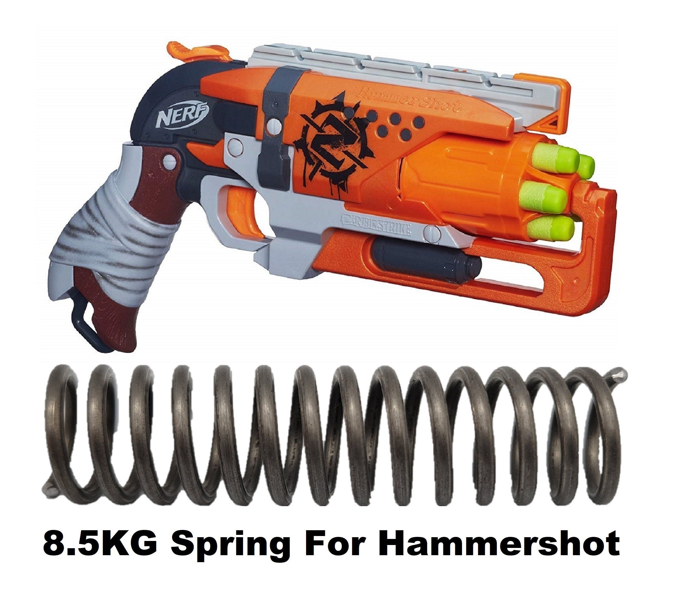 8.5 Kg Spring For Nerf Hammershot Blaster - Mod Upgrade - Zombie Strike Power Boost! Aftermarket Mod Sweet Revenge Compatible - Toy Gun Part