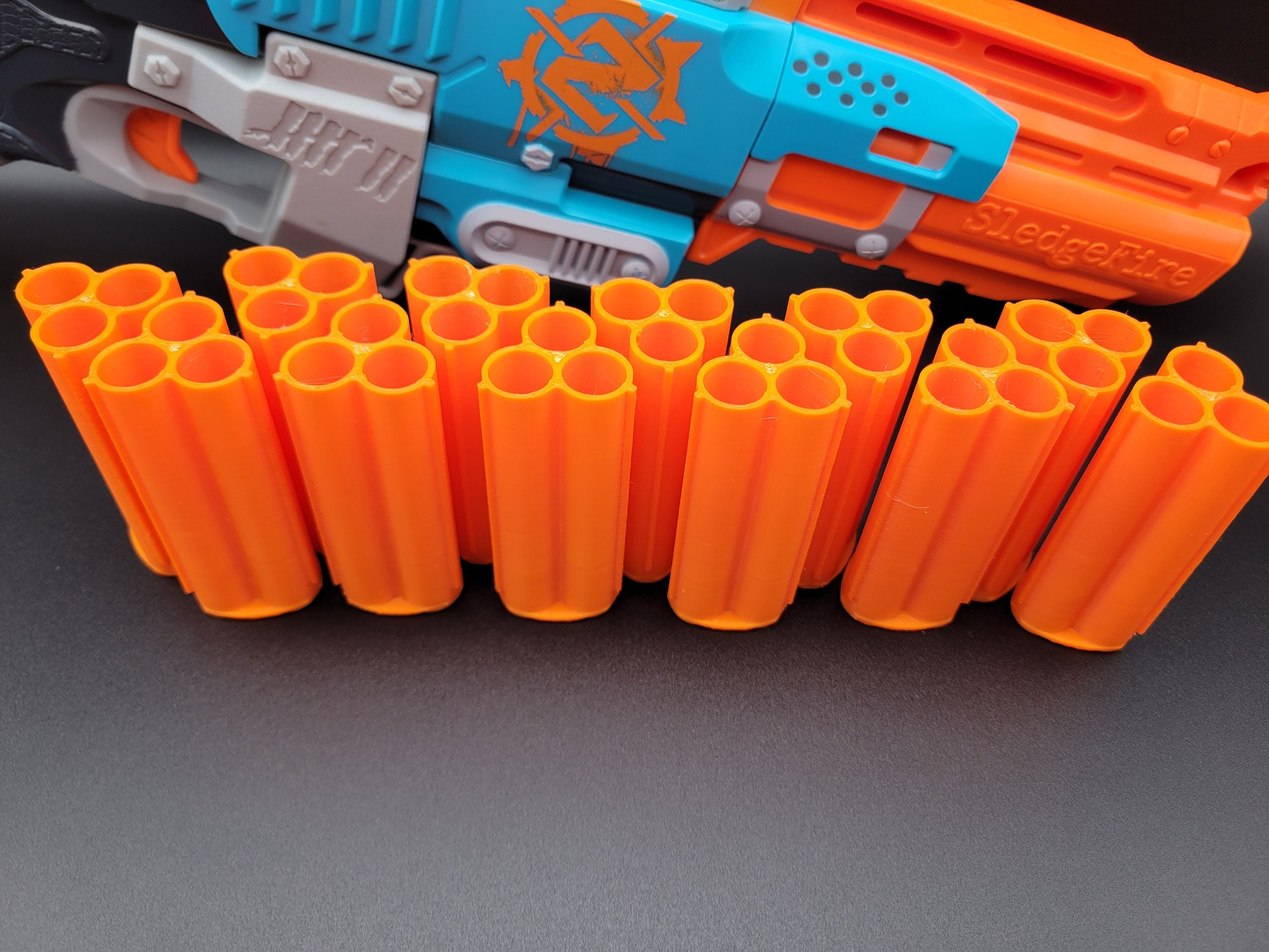 12x Shells For Nerf Sledgefire Blaster ShotGun - One DozenTriple Shot Orange Dart Ammo Shell Rounds - Sledge Fire Cartridge Toy Gun Mod
