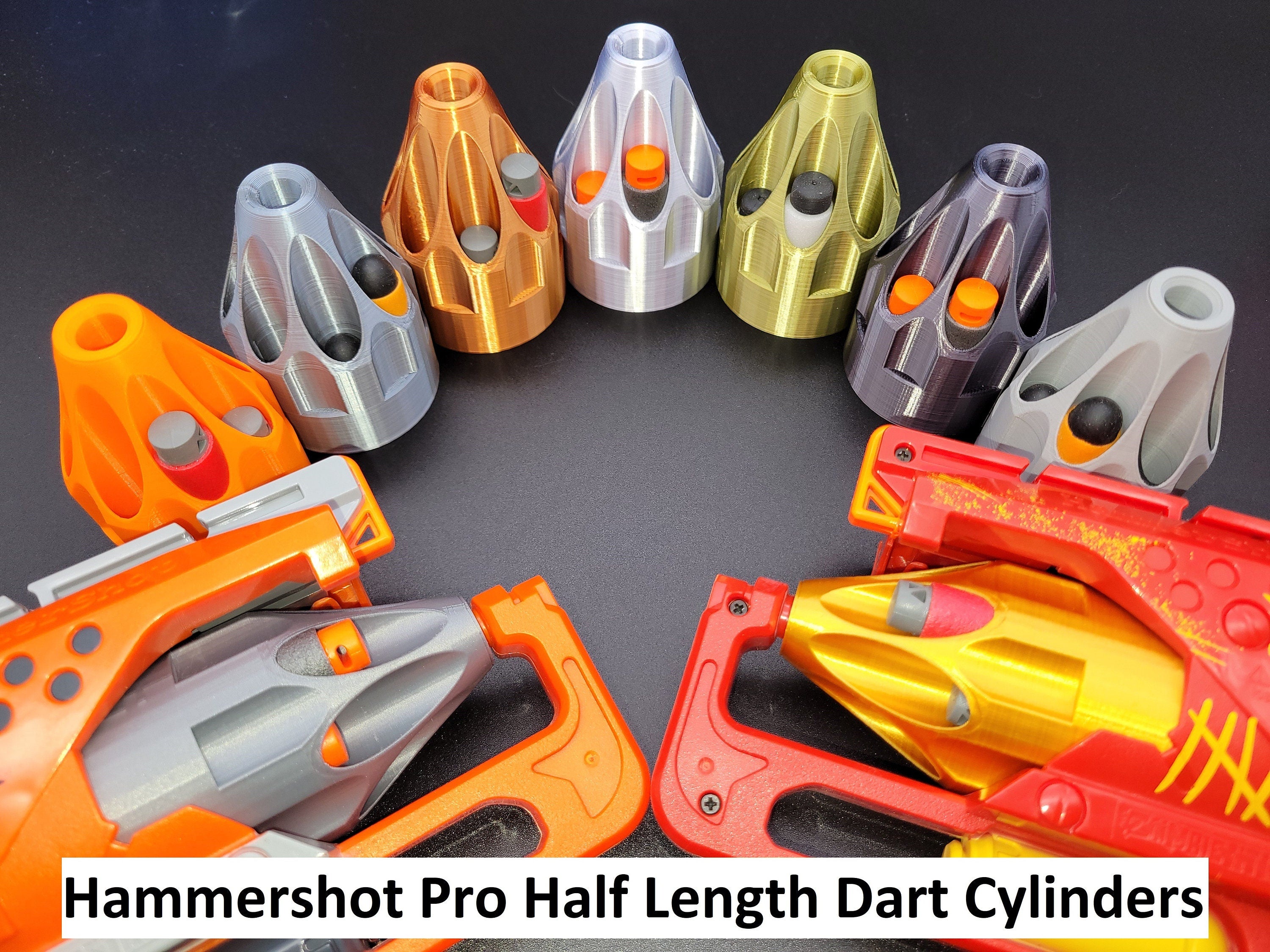 For Nerf Hammershot Blaster - Short Dart Mod Cylinder Barrel 7 Round Half Length Easy Load Kit Zombie Strike Hammer Shot! - Toy Gun Part