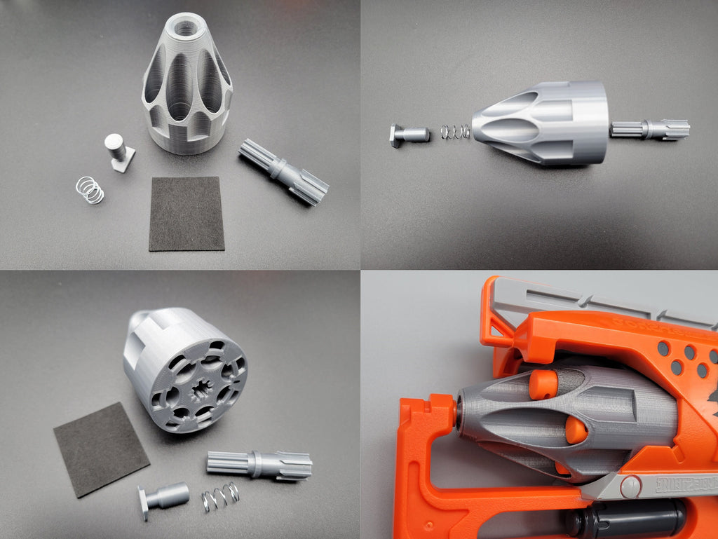 For Nerf Hammershot Blaster - Short Dart Mod Cylinder Barrel 7 Round Half Length Easy Load Kit Zombie Strike Hammer Shot! - Toy Gun Part