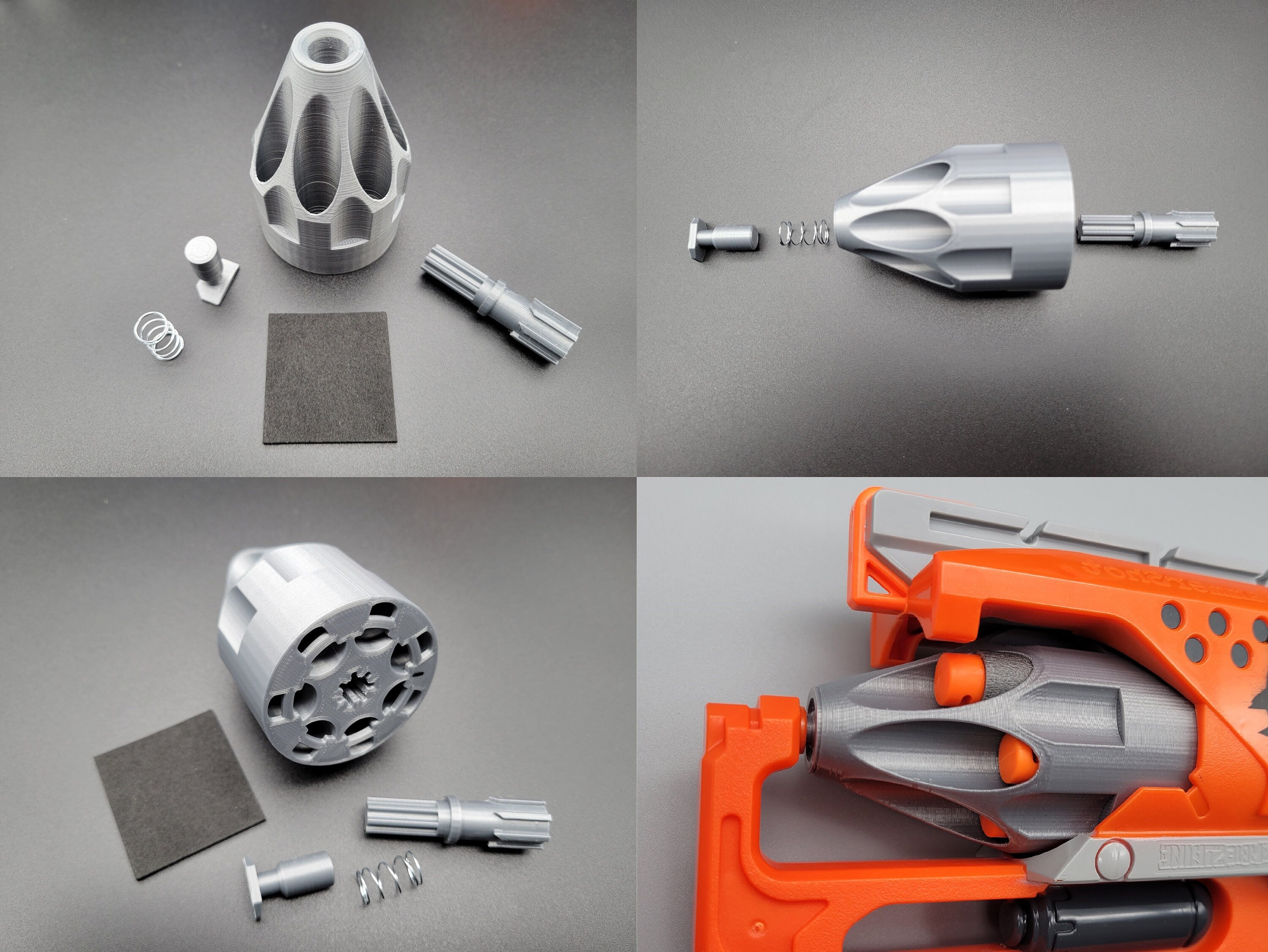 For Nerf Hammershot Blaster - Short Dart Mod Cylinder Barrel 7 Round Half Length Easy Load Kit Zombie Strike Hammer Shot! - Toy Gun Part