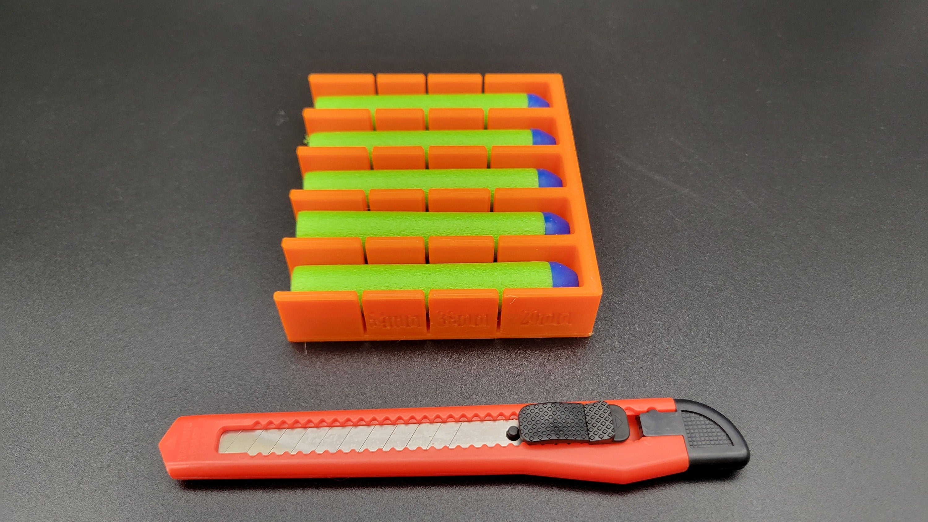 5 Shot Dart Cutter Kit- 3x Lengths: 20mm, 38mm, 54mm Guide, Short Half Stefan Round w/ Cutting Tool For Nerf Elite, Dart Zone, AF Size Darts