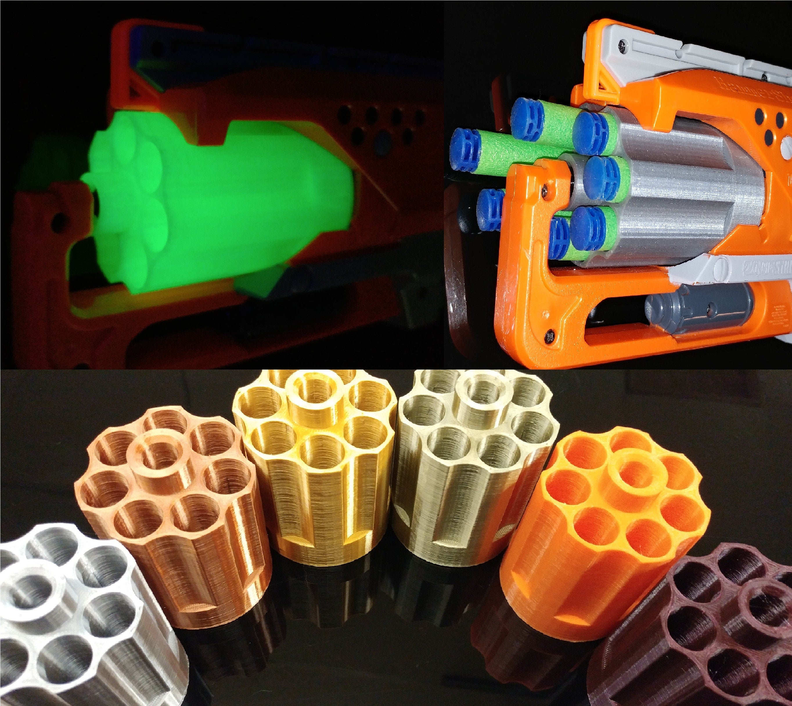 For Nerf Hammershot Blaster 7 Round Dart Cylinder Barrel Kit Zombie Strike - Classic Upgraded 2.0 Version! - Revolver Mod Shot Toy Gun Part