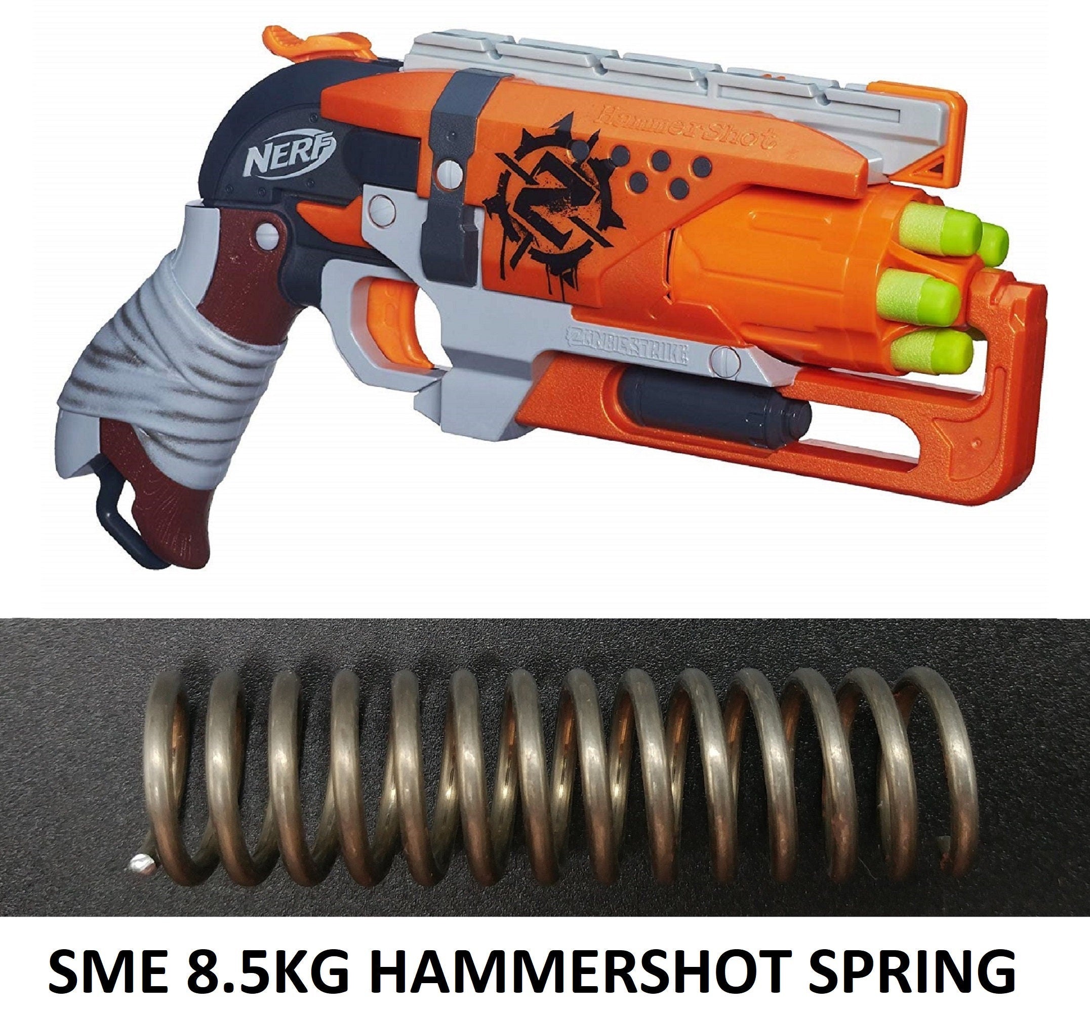 8.5 Kg Spring For Nerf Hammershot Blaster - Mod Upgrade - Zombie Strike Power Boost! Aftermarket Mod Sweet Revenge Compatible - Toy Gun Part