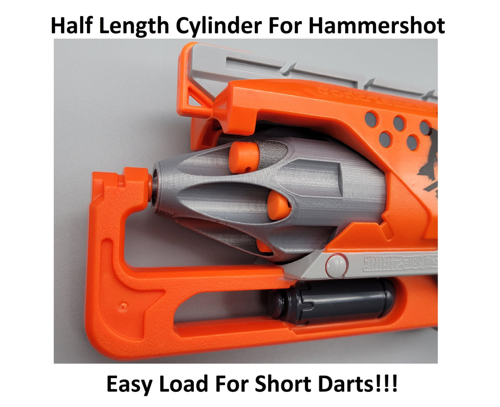 For Nerf Hammershot Blaster - Short Dart Mod Cylinder Barrel 7 Round Half Length Easy Load Kit Zombie Strike Hammer Shot! - Toy Gun Part