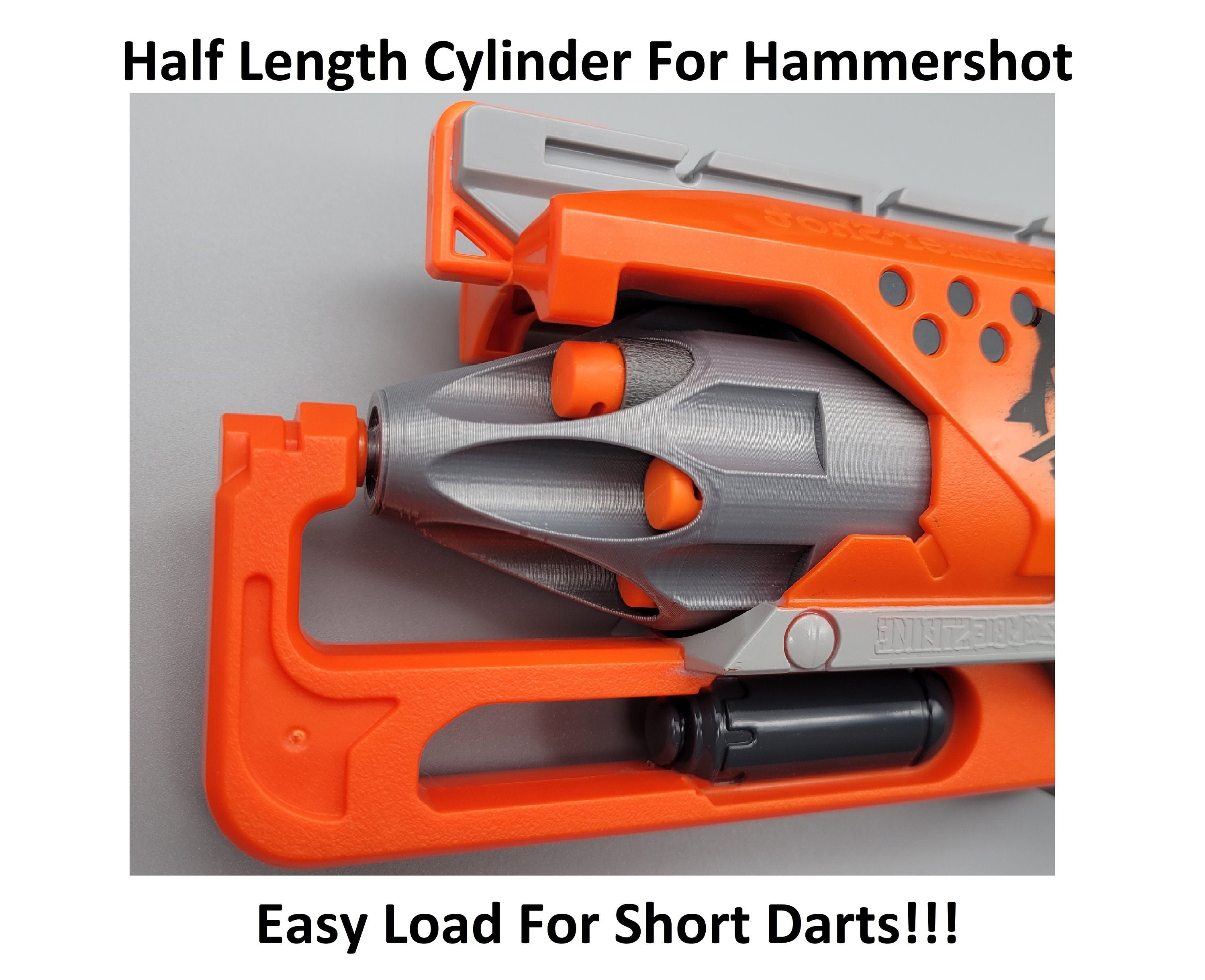 For Nerf Hammershot Blaster - Short Dart Mod Cylinder Barrel 7 Round Half Length Easy Load Kit Zombie Strike Hammer Shot! - Toy Gun Part