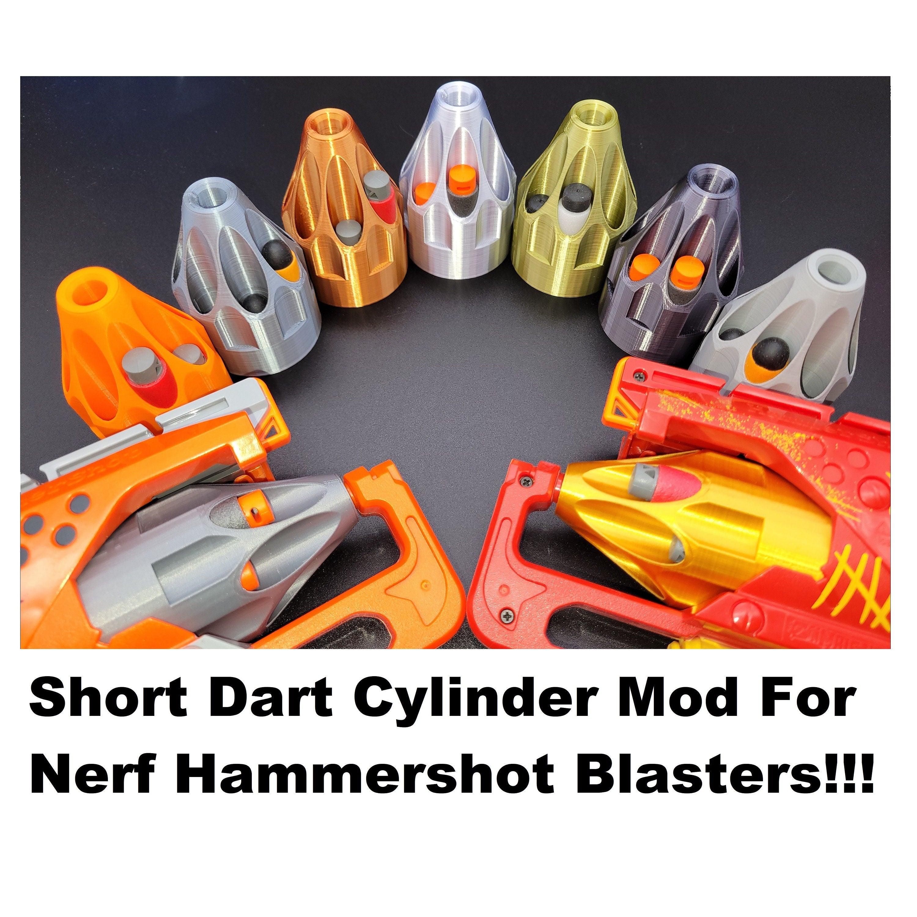 For Nerf Hammershot Blaster - Short Dart Mod Cylinder Barrel 7 Round Half Length Easy Load Kit Zombie Strike Hammer Shot! - Toy Gun Part