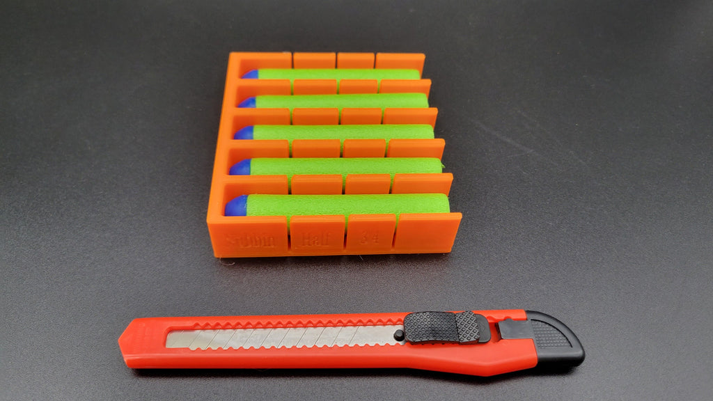 5 Shot Dart Cutter Kit- 3x Lengths: 20mm, 38mm, 54mm Guide, Short Half Stefan Round w/ Cutting Tool For Nerf Elite, Dart Zone, AF Size Darts