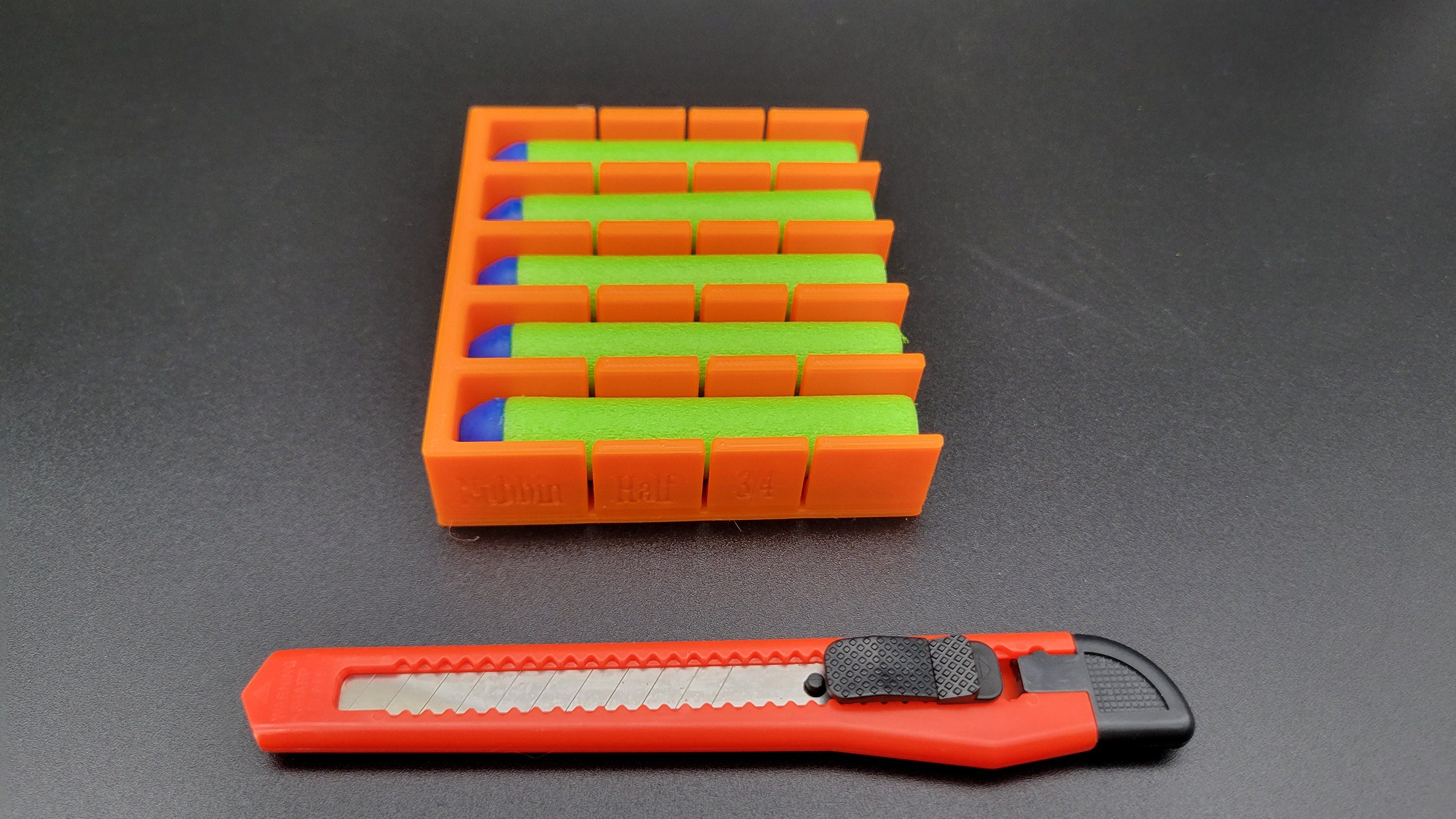 5 Shot Dart Cutter Kit- 3x Lengths: 20mm, 38mm, 54mm Guide, Short Half Stefan Round w/ Cutting Tool For Nerf Elite, Dart Zone, AF Size Darts