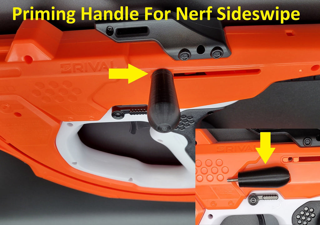 2x Stout Priming Handle Grip Knobs for Nerf Rival Sideswipe Blaster Curve Shot Line Replacement for Lost Part or Backup! - Toy Gun Part