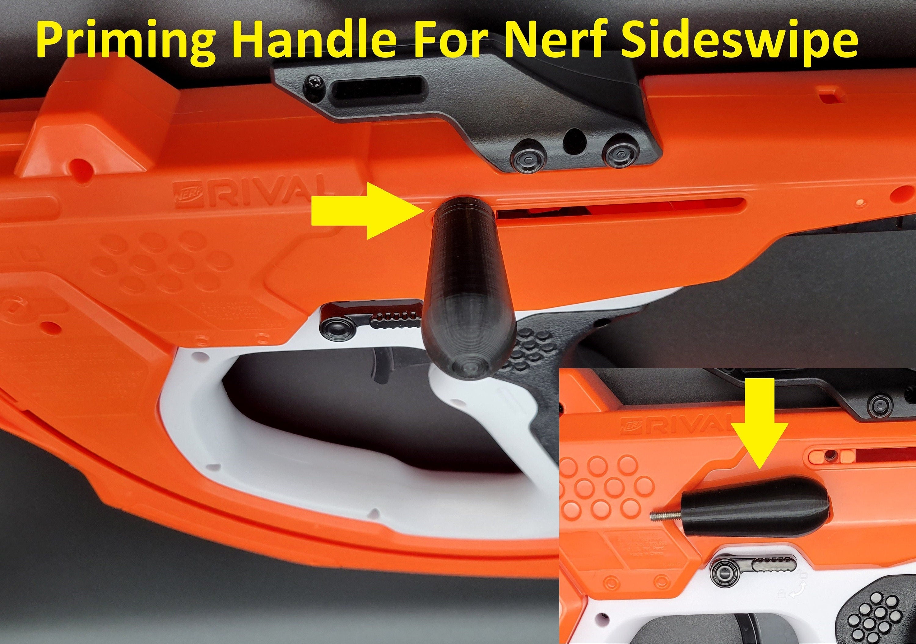 2x Stout Priming Handle Grip Knobs for Nerf Rival Sideswipe Blaster Curve Shot Line Replacement for Lost Part or Backup! - Toy Gun Part